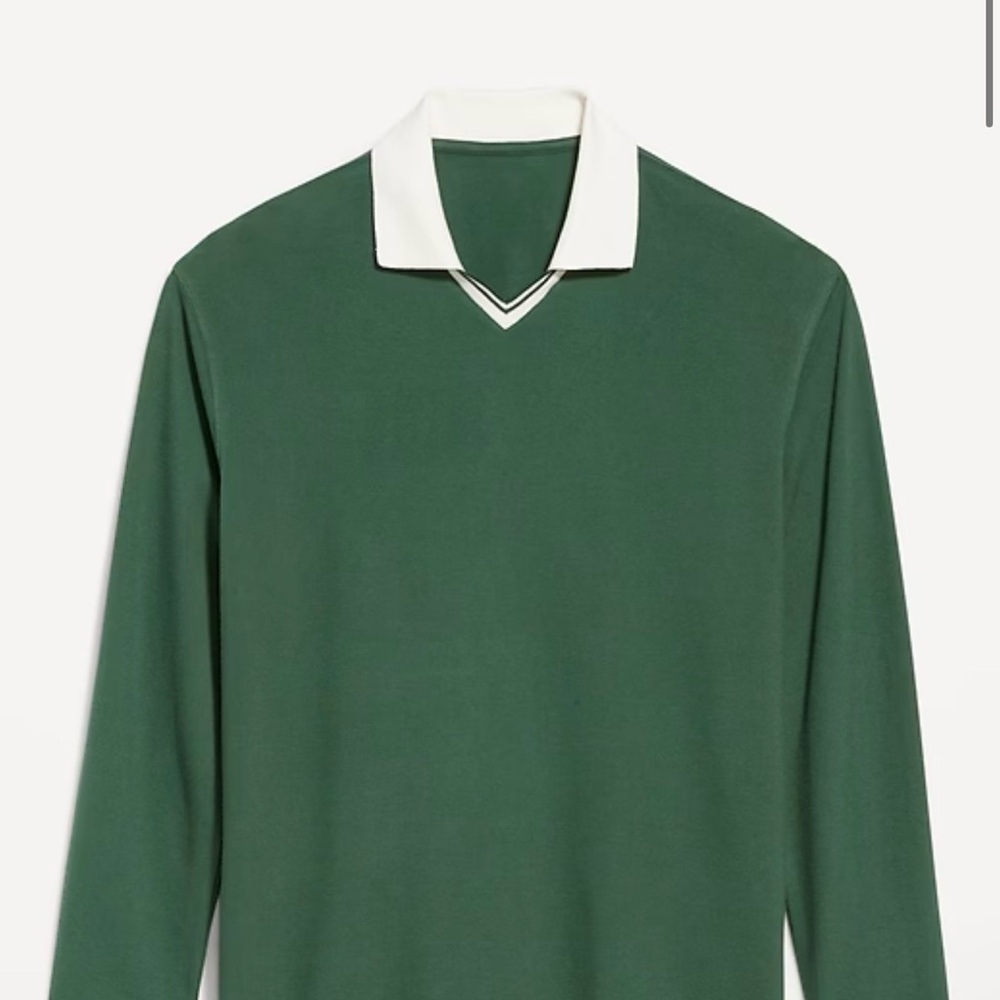 Old Navy Forest Green Long Sleeve V neck Polo BRAND NEW WITH TAGS size XL TALL